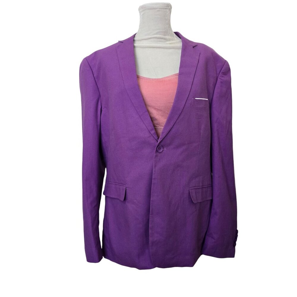 Men's Purple One Button Sports Jacket Blazer